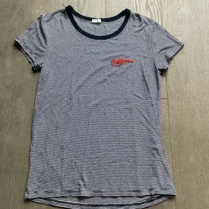 Brandy Melville Striped Embroidered California Tee